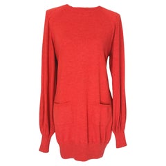 Used Chanel CC Buttons Coral Cashmere Dress Jumper