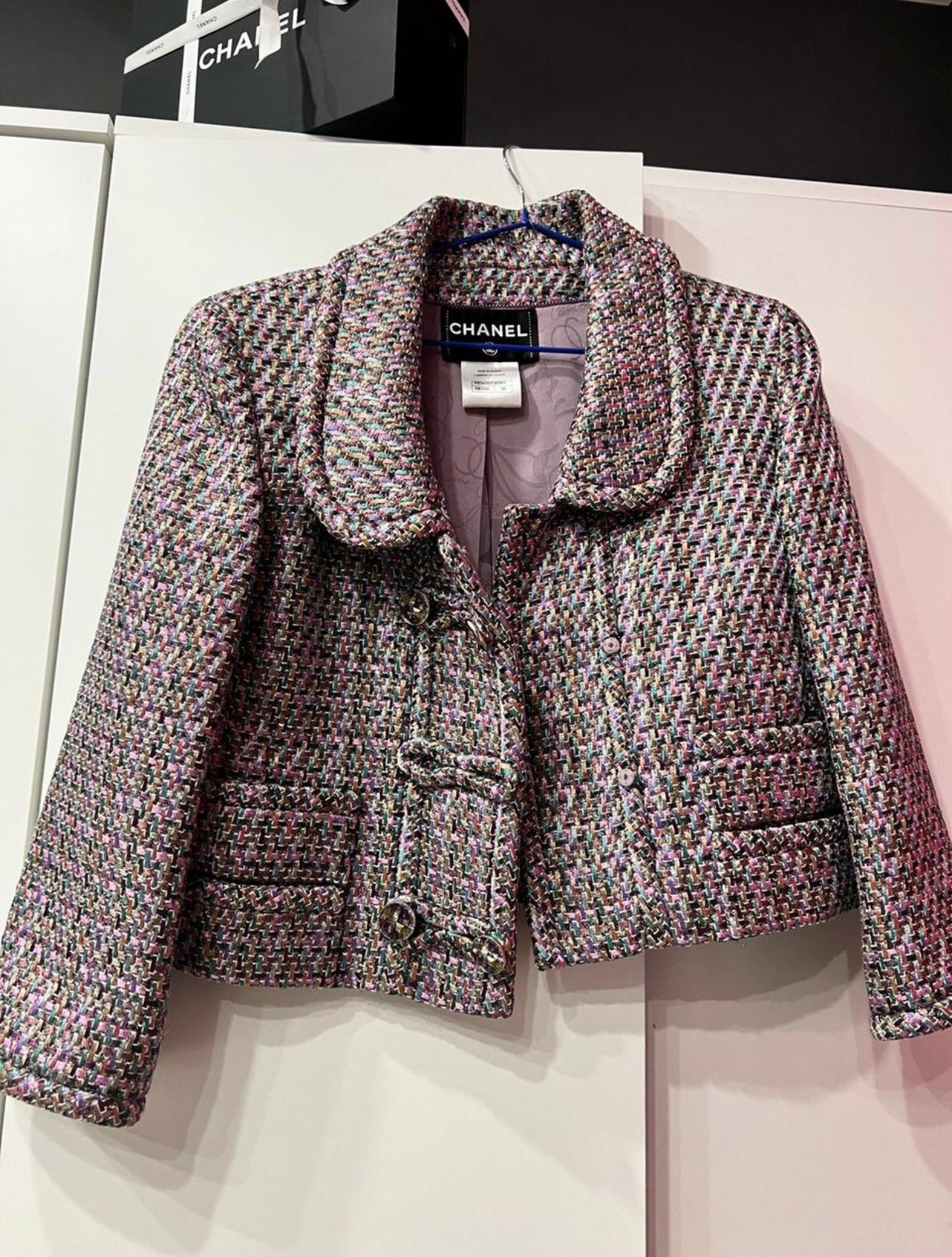 Chanel CC Buttons Lavender Lesage Tweed Jacket For Sale 1