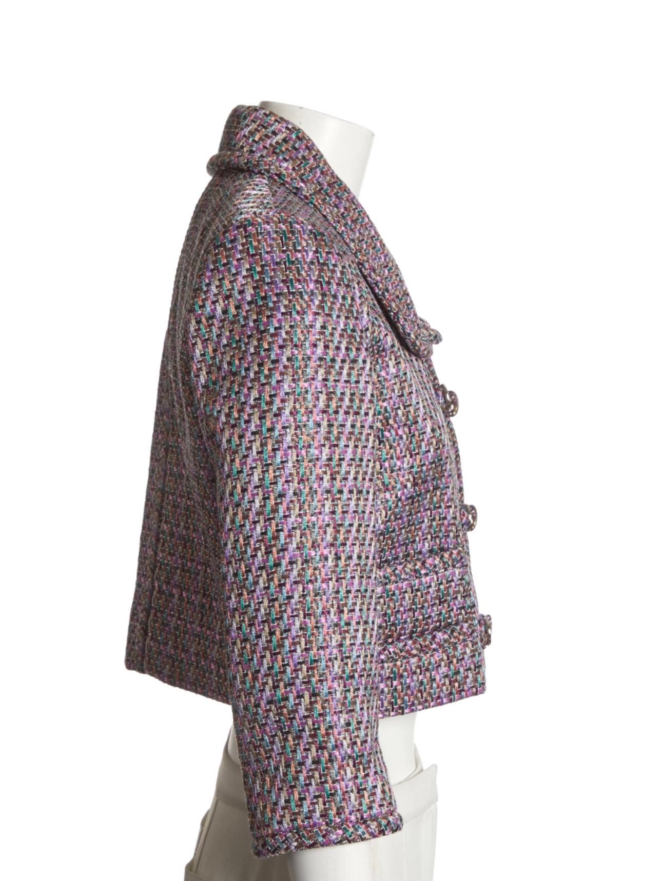 Chanel CC Buttons Lavender Lesage Tweed Jacket For Sale 3