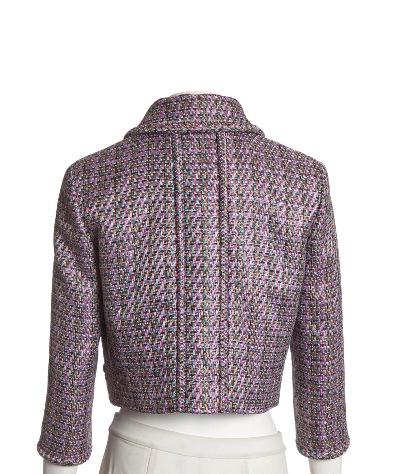 Chanel CC Buttons Lavender Lesage Tweed Jacket For Sale 4