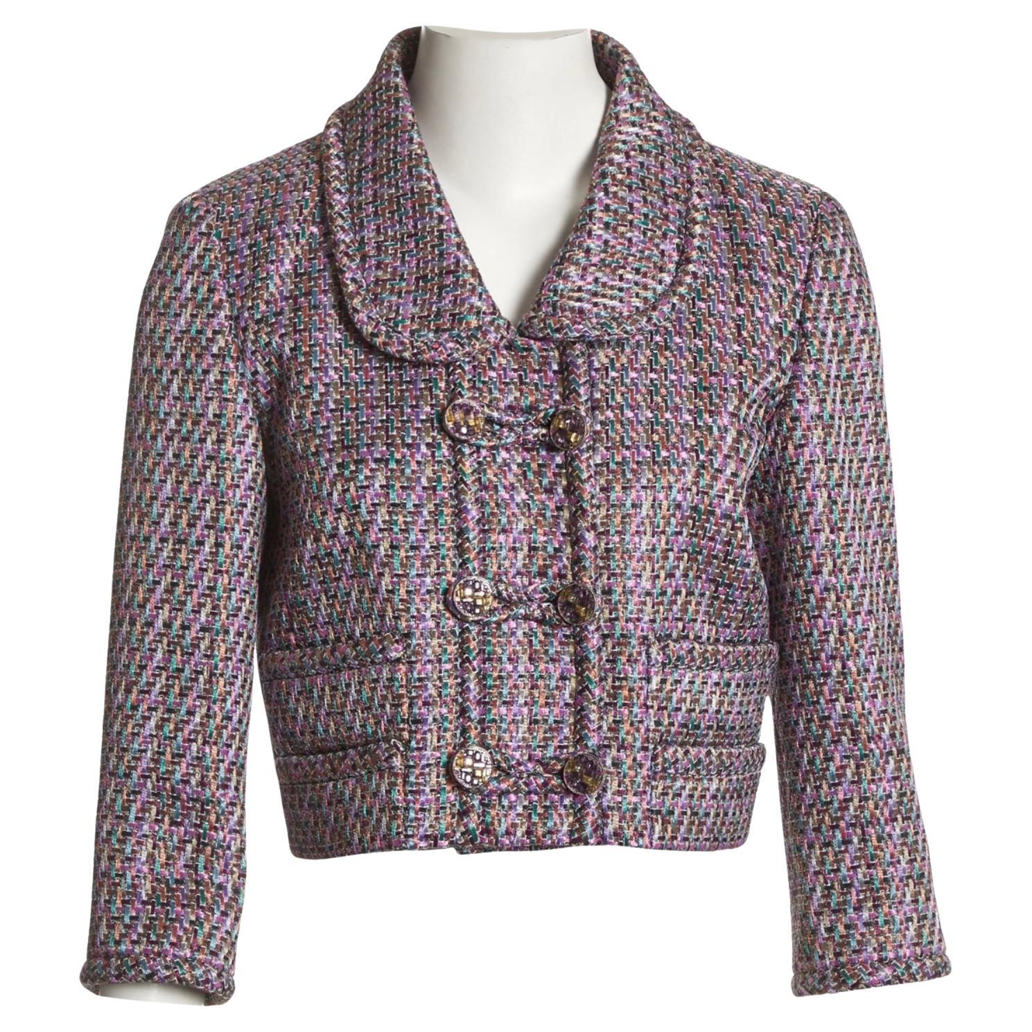 Chanel CC Buttons Lavender Lesage Tweed Jacket en vente