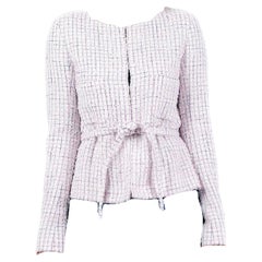 Chanel CC Buttons Lavendelfarbene Tweed-Jacke mit Gürtel