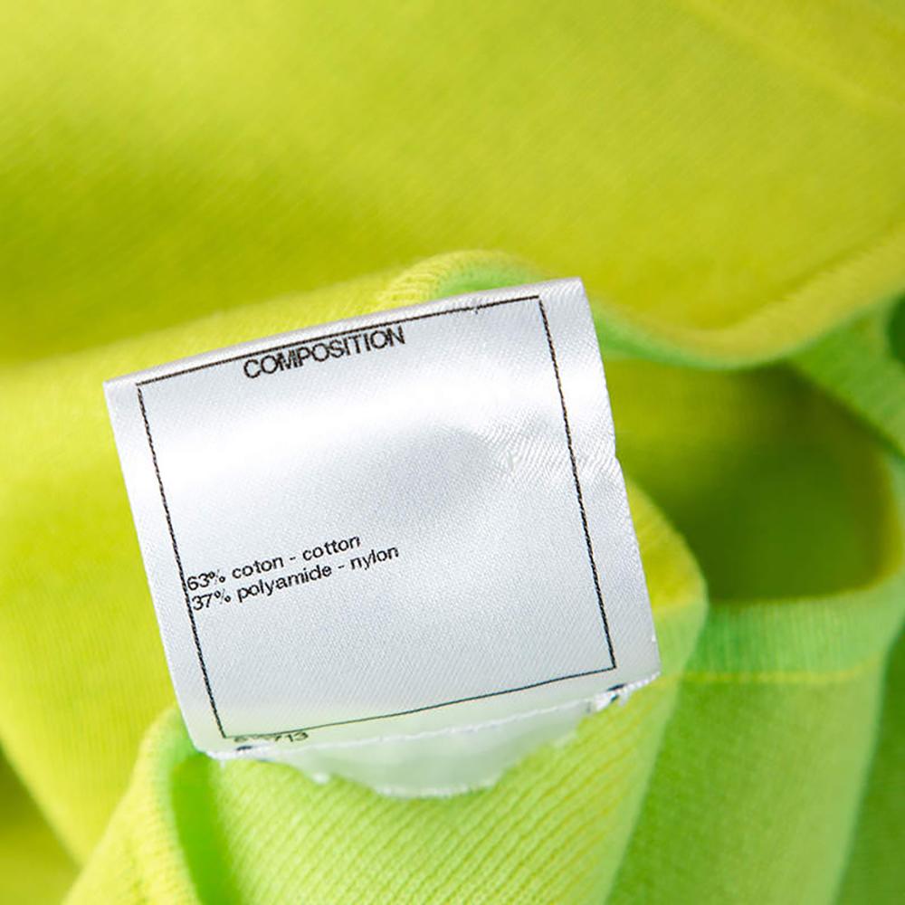 Chanel CC Buttons Lime Green Summer Dress For Sale 6