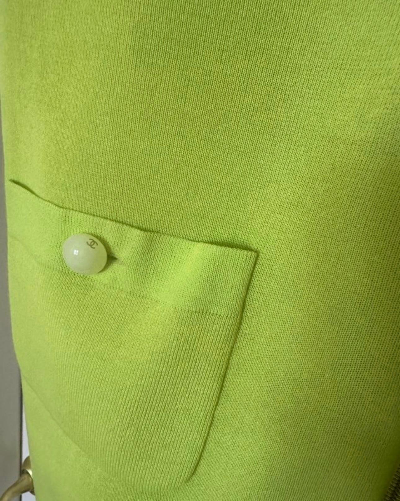 Women's or Men's Chanel CC Buttons Lime Green Summer Dress For Sale