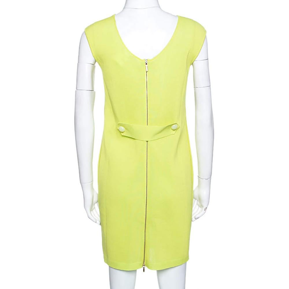 Chanel CC Buttons Lime Green Summer Dress For Sale 3
