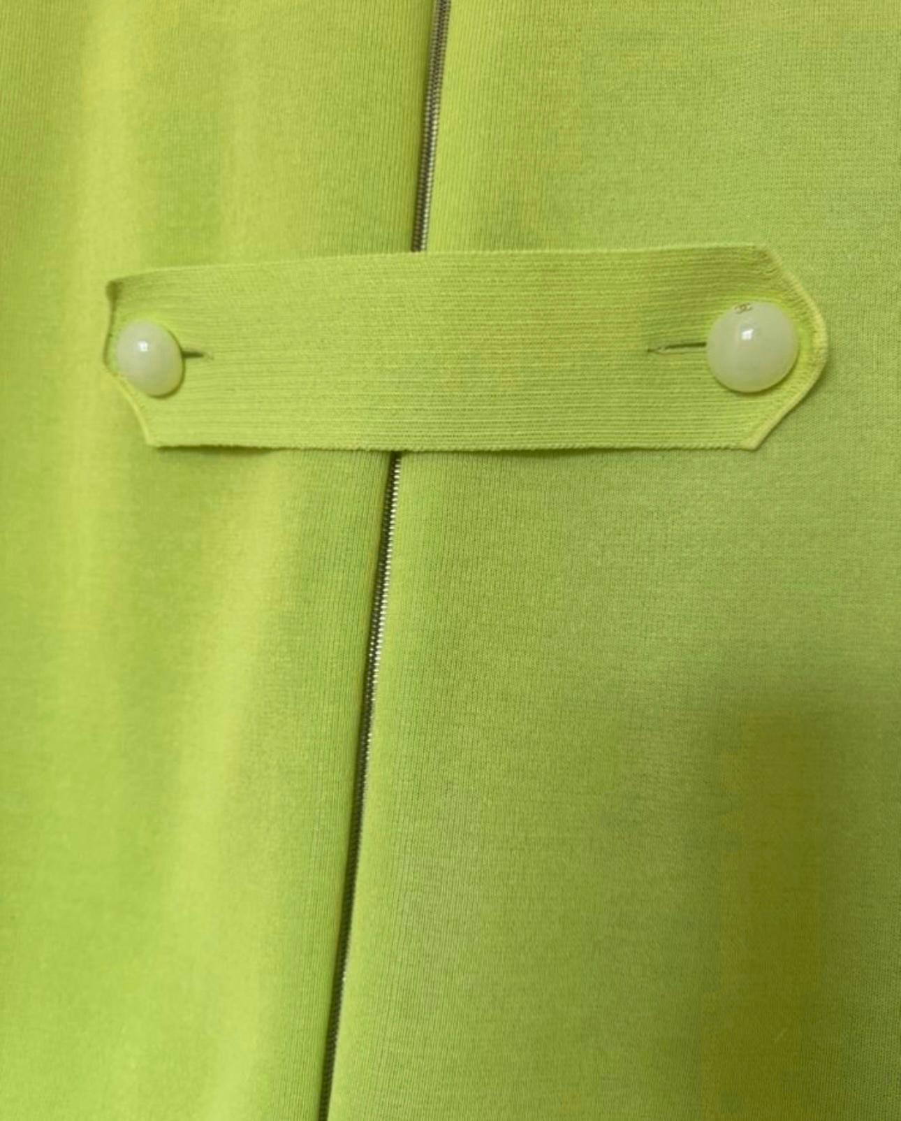 Chanel CC Buttons Lime Green Summer Dress For Sale 4