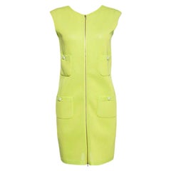 Chanel CC Buttons Lime Green Summer Dress