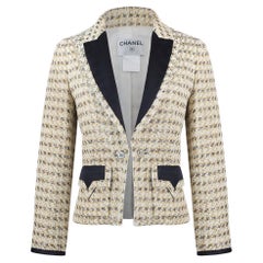 Used Chanel CC Buttons Metallic Tweed Jacket