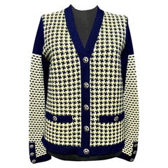 Chanel CC Buttons Navy and Yellow Cashmere Jacket 