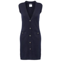 Chanel CC Buttons Navy Cashmere Cardi Vest