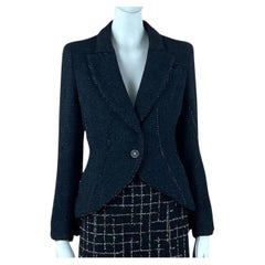 CHANEL CC Buttons Navy & Green Lesage Tweed Jacket 38 FR