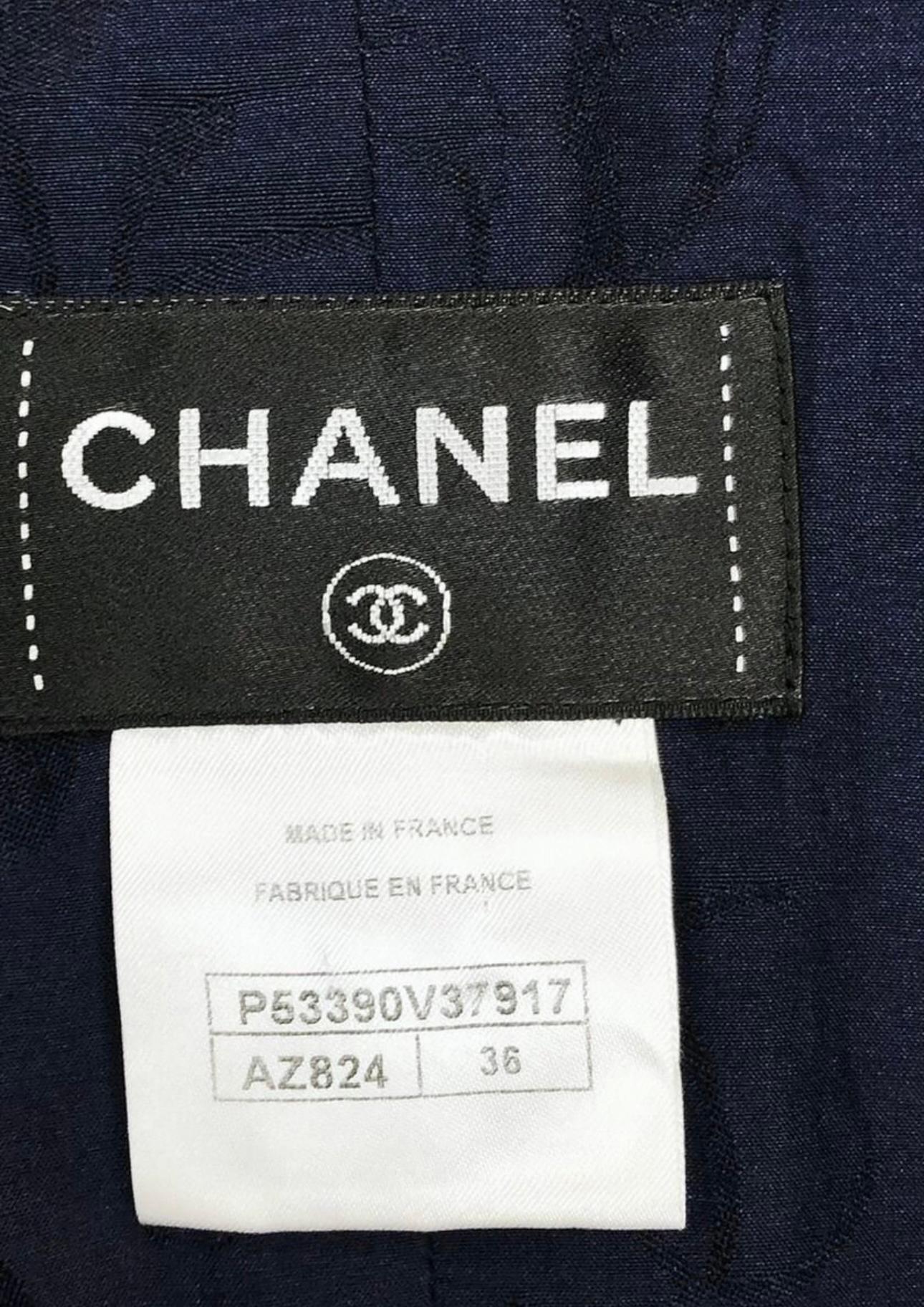 Chanel CC Buttons Navy Pleated Dress For Sale 2