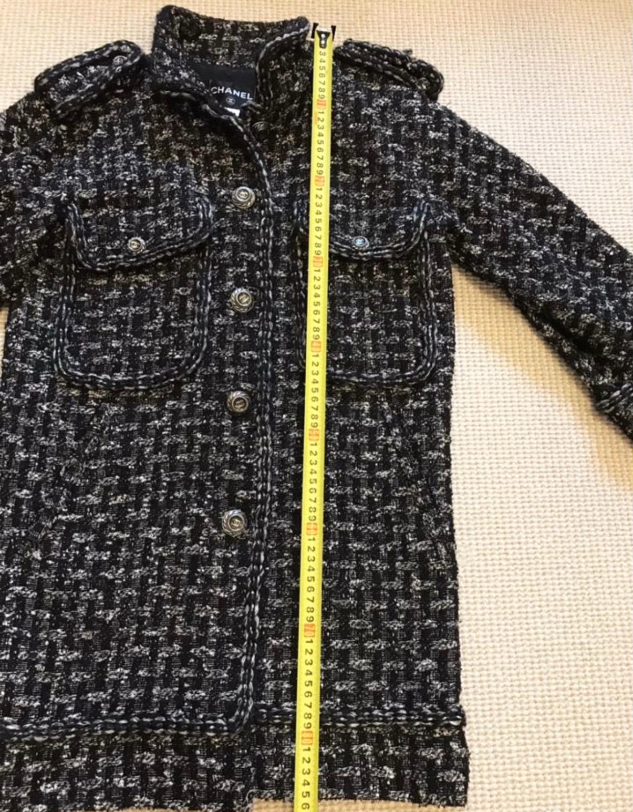 Chanel CC Buttons Oversized Black Tweed Jacket / Coat For Sale 2
