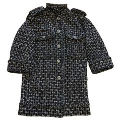 Chanel CC übergroße schwarze Tweed-Jacke / Mantel mit Knöpfen in Übergröße