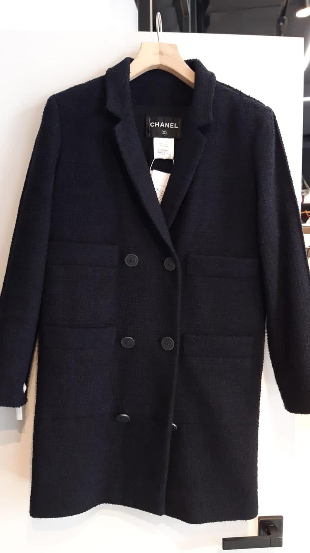Chanel CC Buttons Oversized Black Tweed Jacket 4
