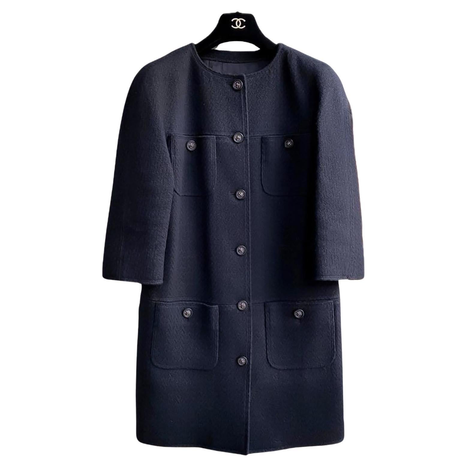 Chanel CC Buttons Paris / Edinburgh Tweed Coat For Sale