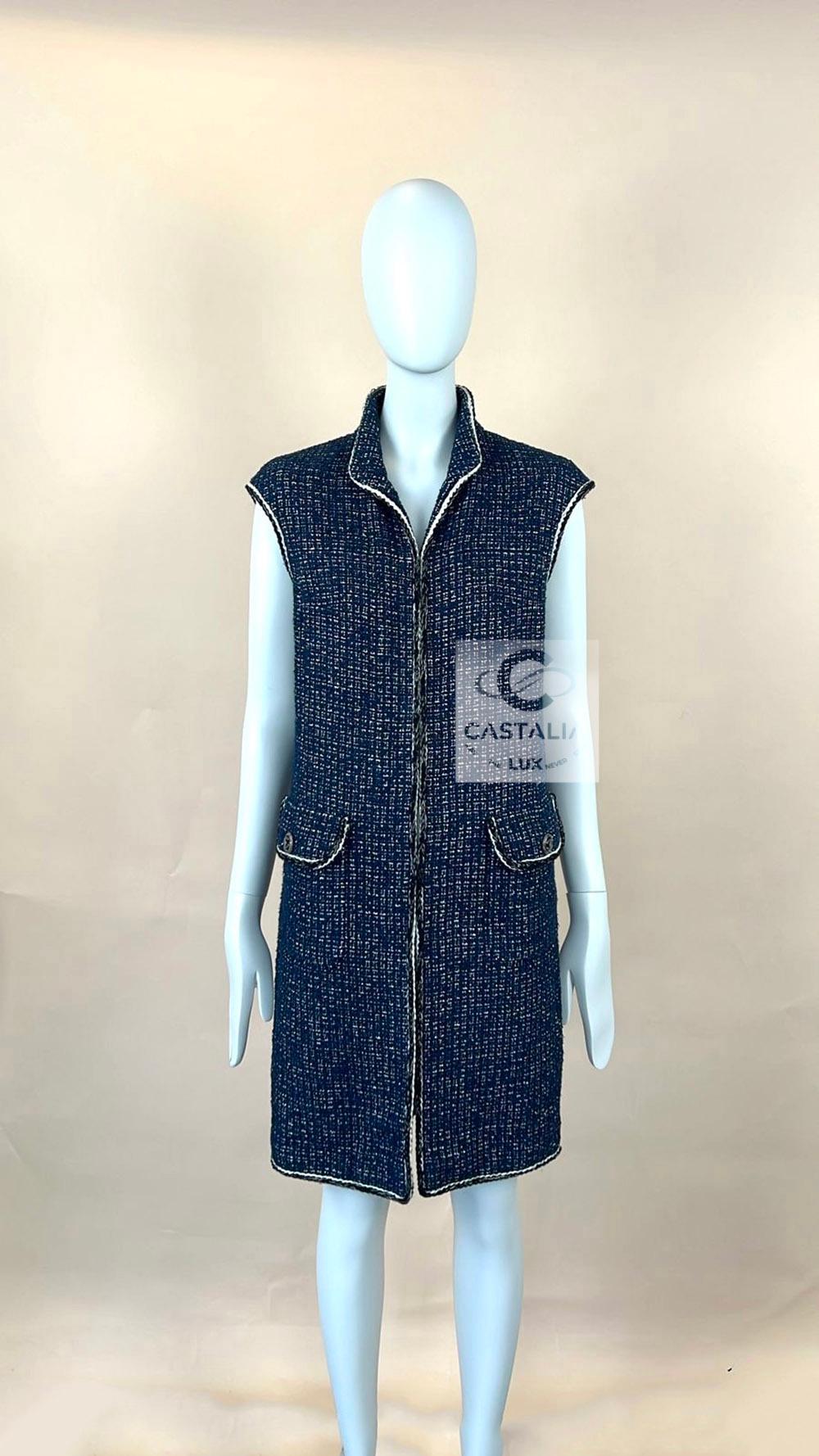 Black Chanel CC Buttons Shimmering Tweed Jacket Vest