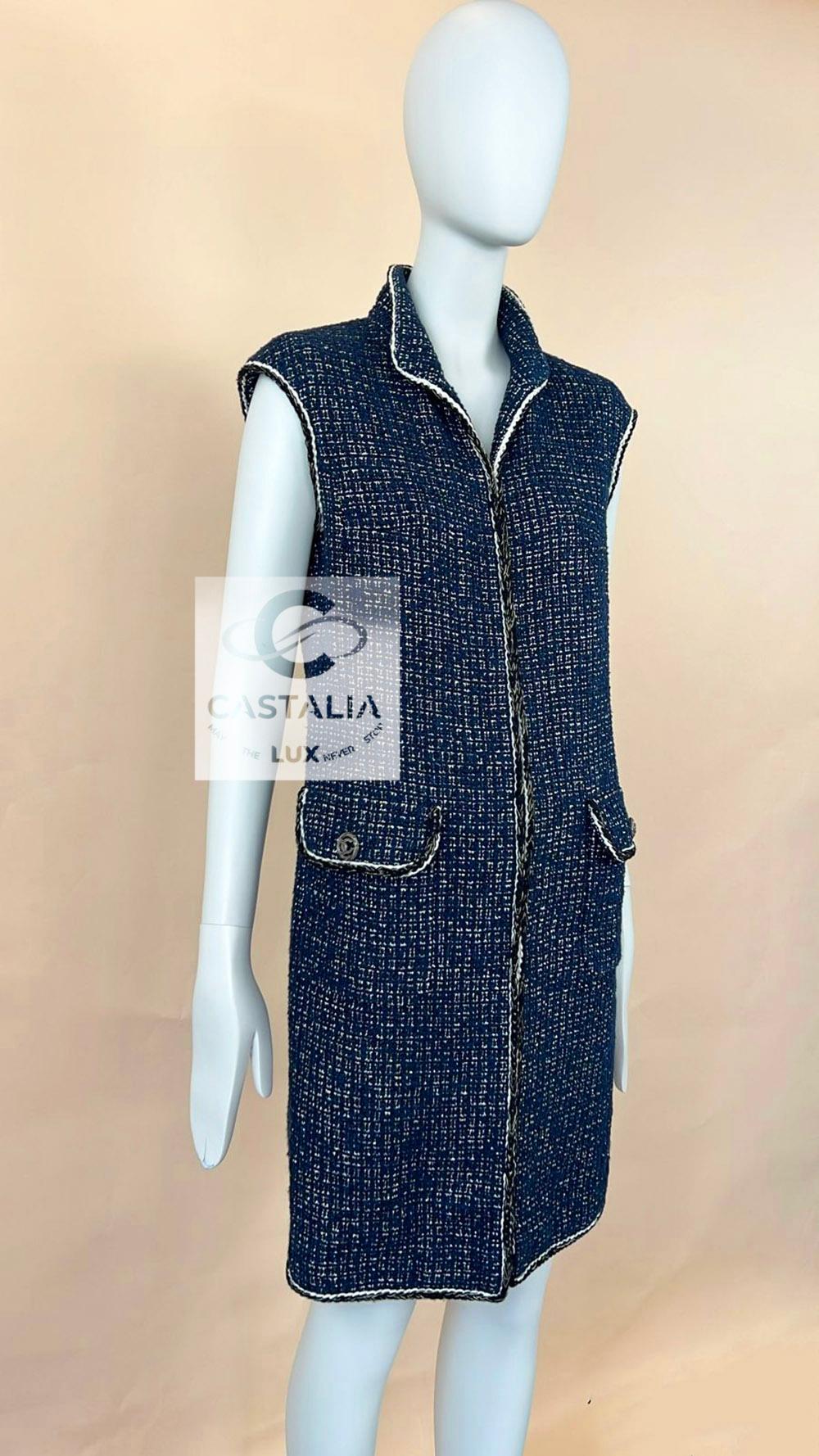 Chanel CC Buttons Shimmering Tweed Jacket Vest 1