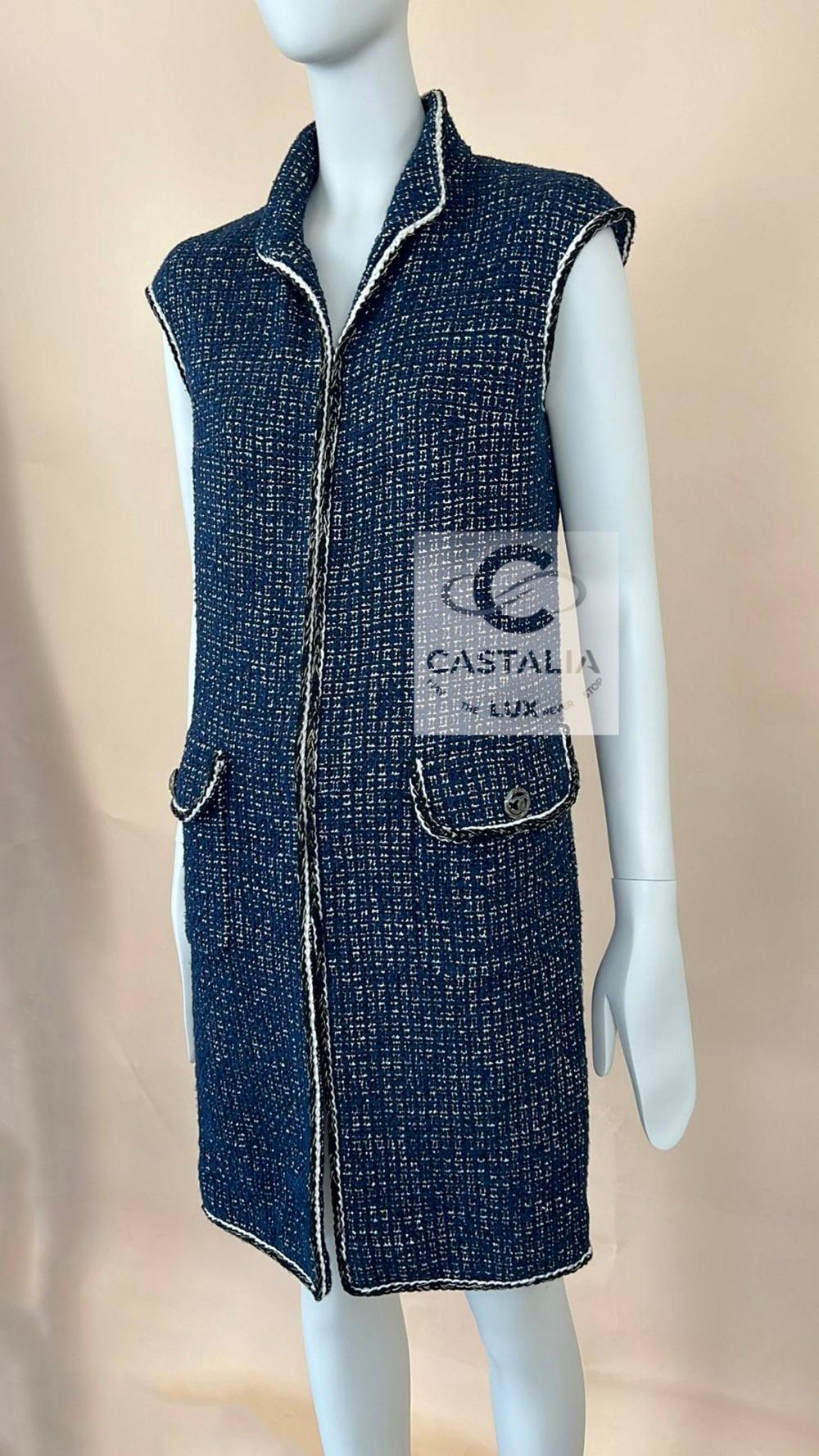 Chanel CC Buttons Shimmering Tweed Jacket Vest 2