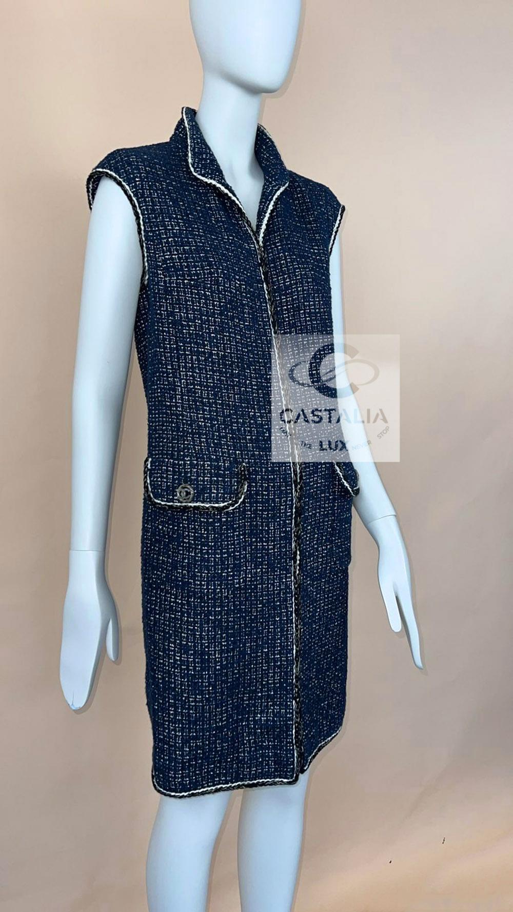 Chanel CC Buttons Shimmering Tweed Jacket Vest 3