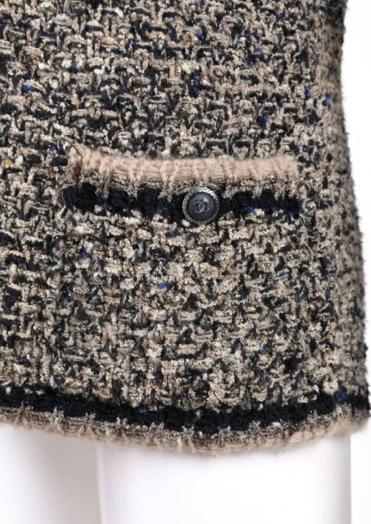 Chanel CC Buttons Silk Woven Tweed Cardi Jacket For Sale 1