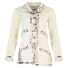 Chanel CC Knöpfe Timeless Kleine weiße Jacke 