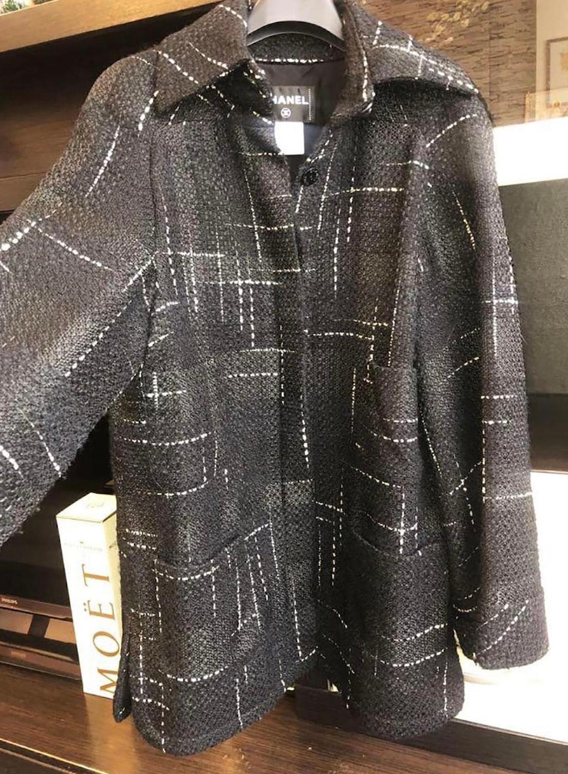 Chanel CC Buttons Tweed Parka Coat For Sale 1