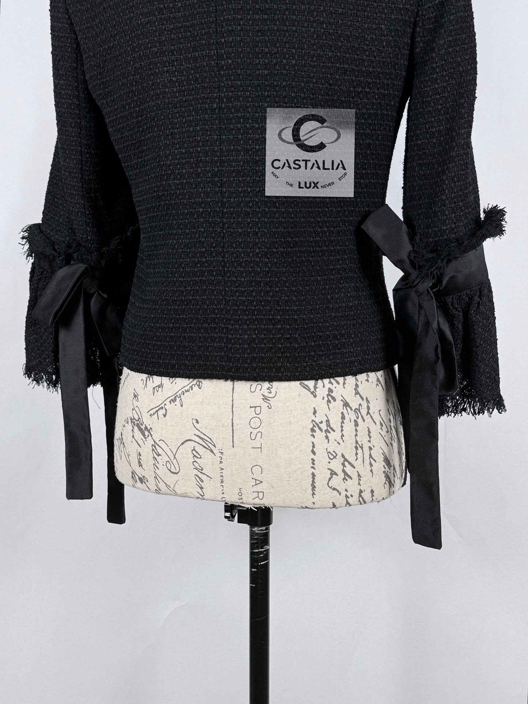 Chanel CC Camellia Buttons Black Tweed Jacket 6