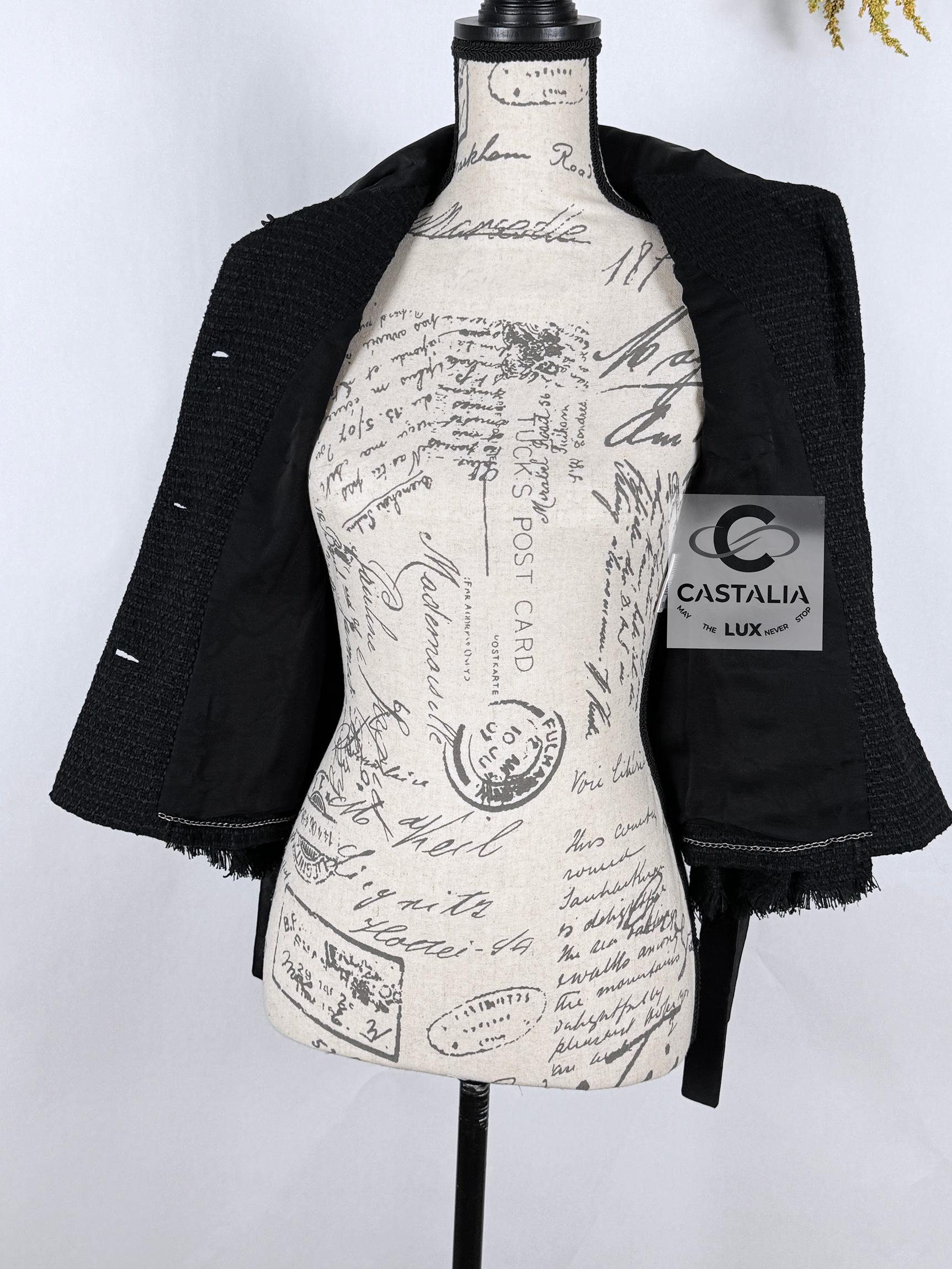 Chanel CC Camellia Buttons Black Tweed Jacket 7