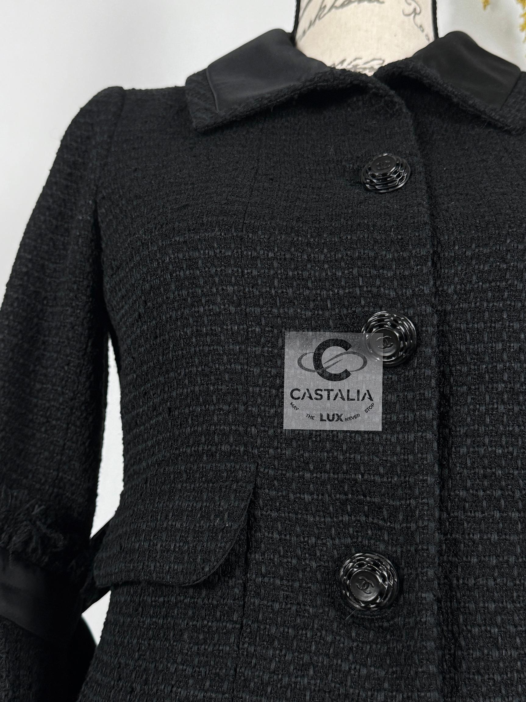 Chanel CC Camellia Buttons Black Tweed Jacket 1