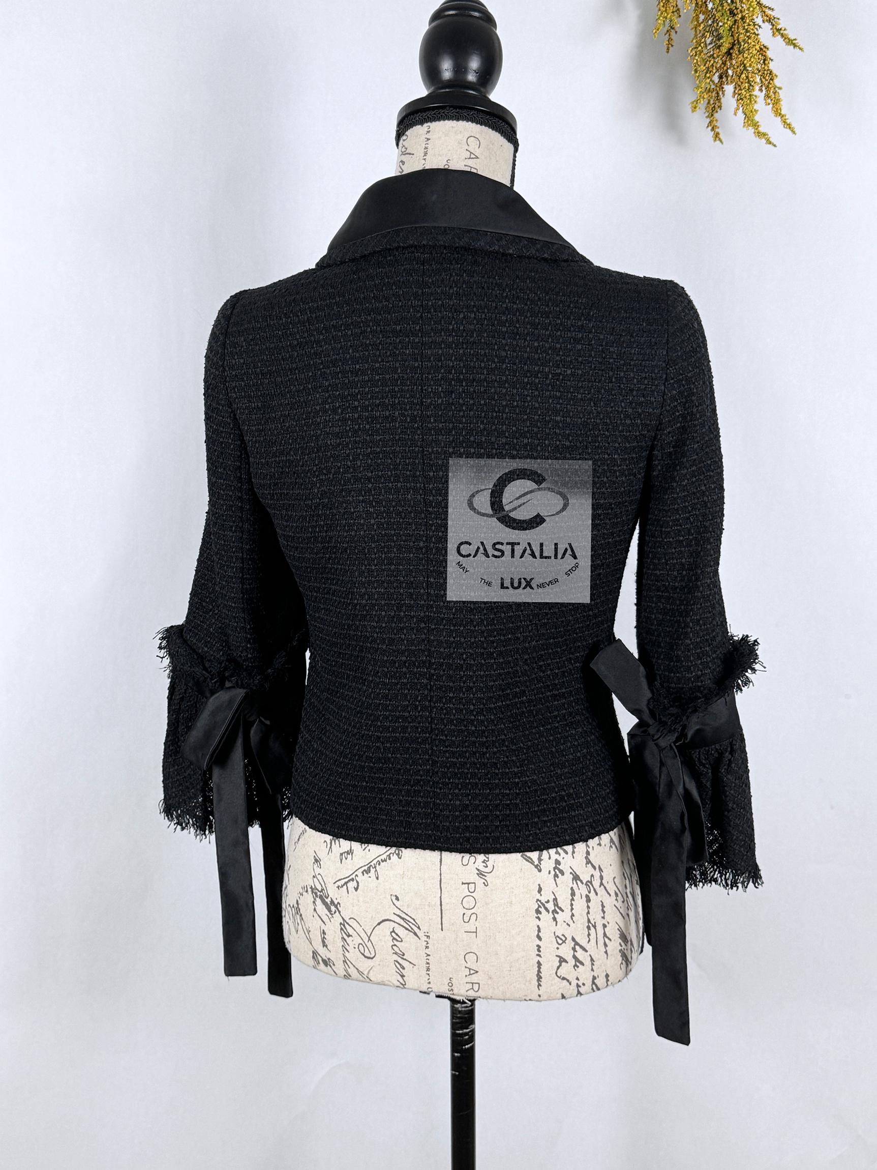 Chanel CC Camellia Buttons Black Tweed Jacket 5