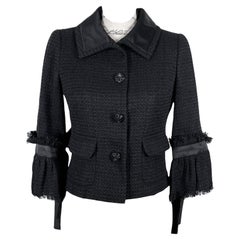 Chanel CC Camellia Buttons Black Tweed Jacket