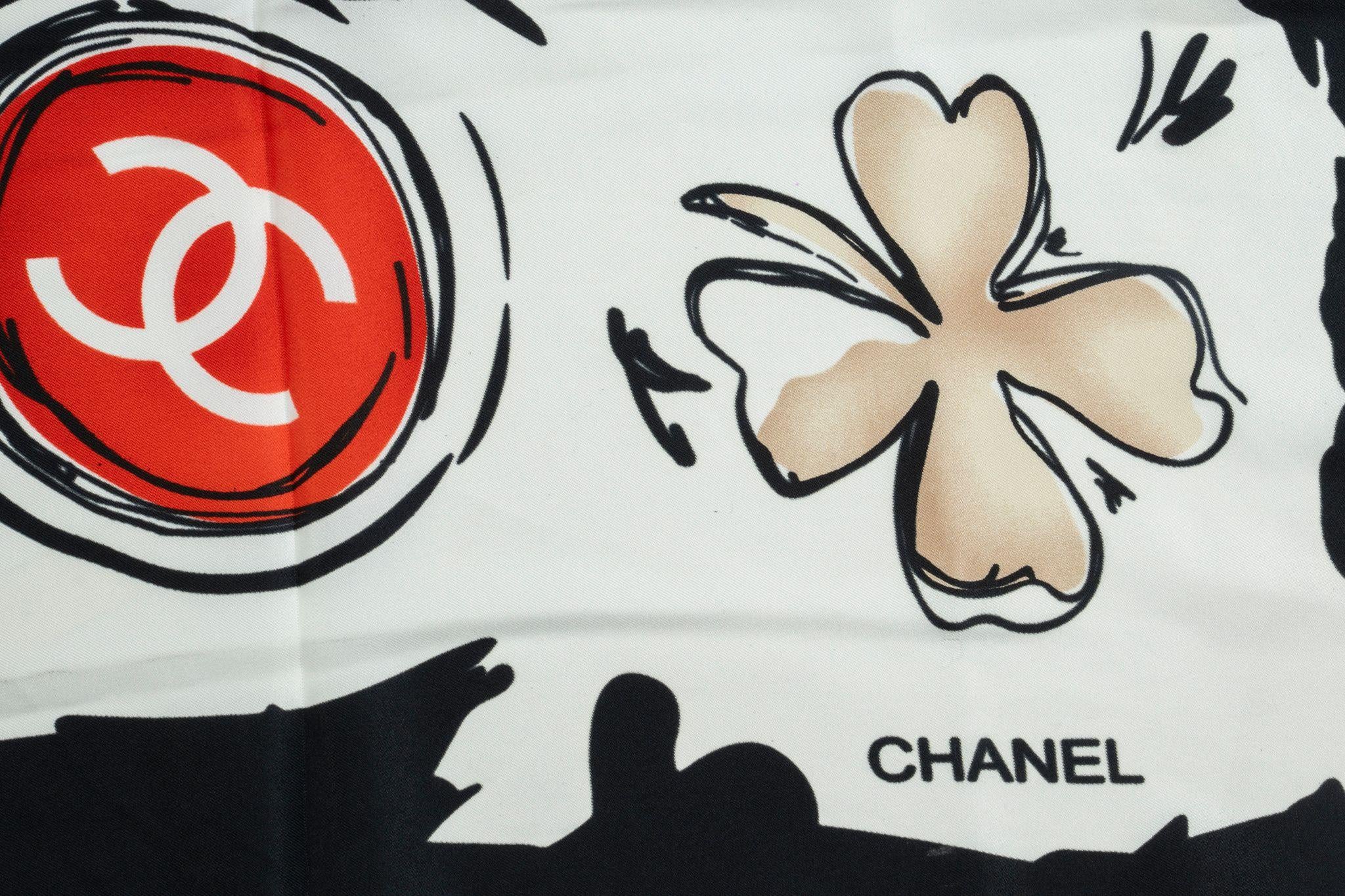 Gray Chanel CC Camellia Clover Heart Shawl For Sale