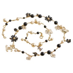 Chanel CC Camellia Faux Pearl Long Necklace