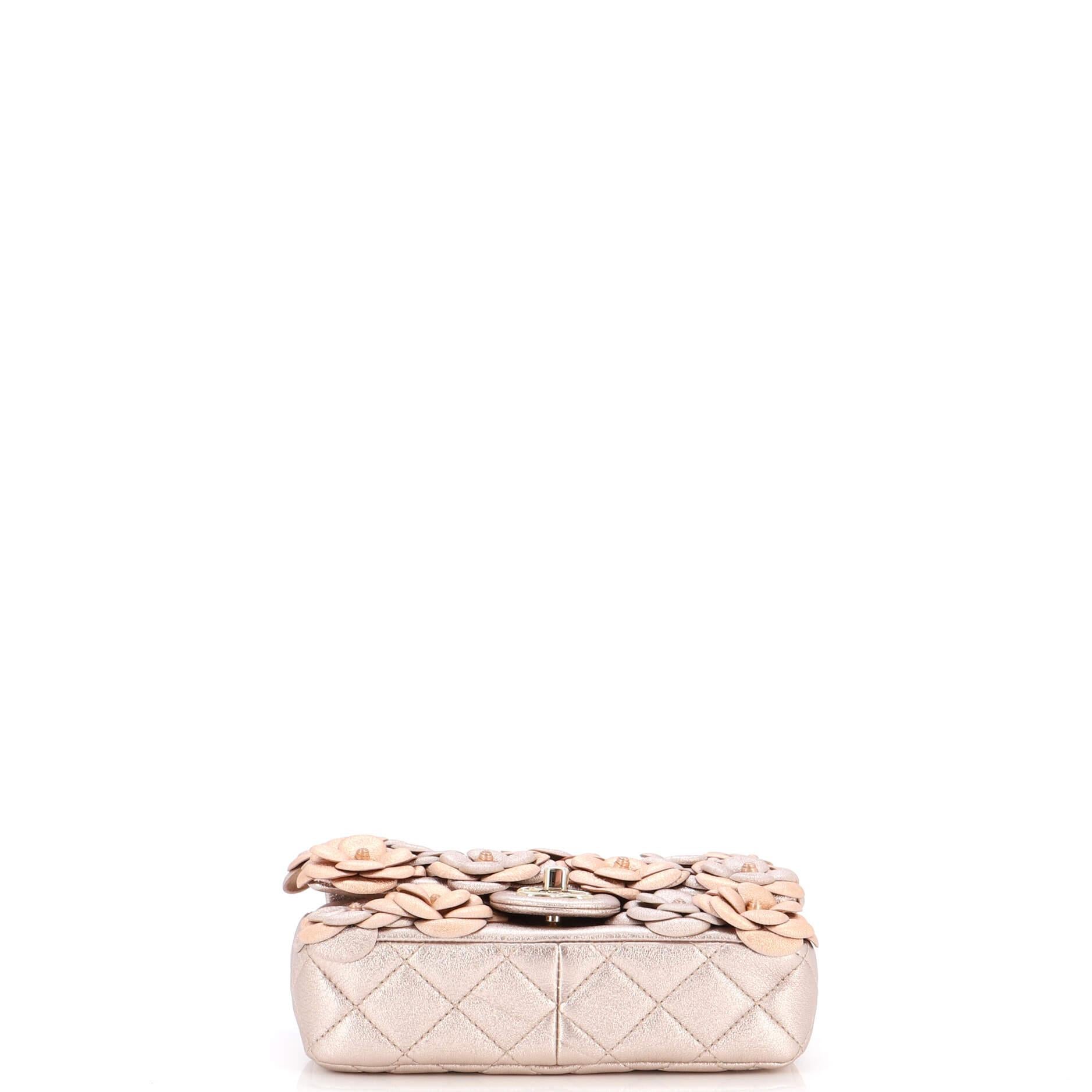 Women's or Men's Chanel CC Camellia Flap Bag Embellished Lambskin Mini