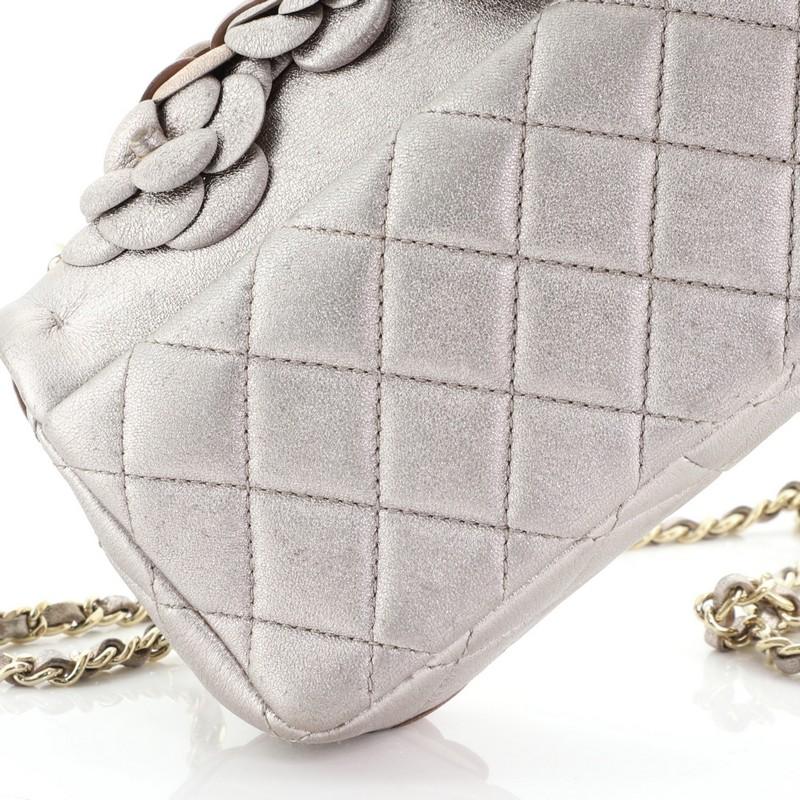 Chanel CC Camellia Flap Bag Embellished Lambskin Mini In Good Condition In NY, NY