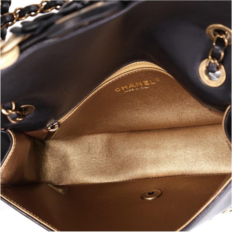 Black Chanel CC Camellia Flap Bag Embellished Sheepskin Medium
