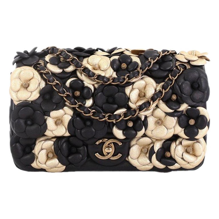 Chanel CC Camellia Flap Bag Embellished Sheepskin Medium at 1stDibs