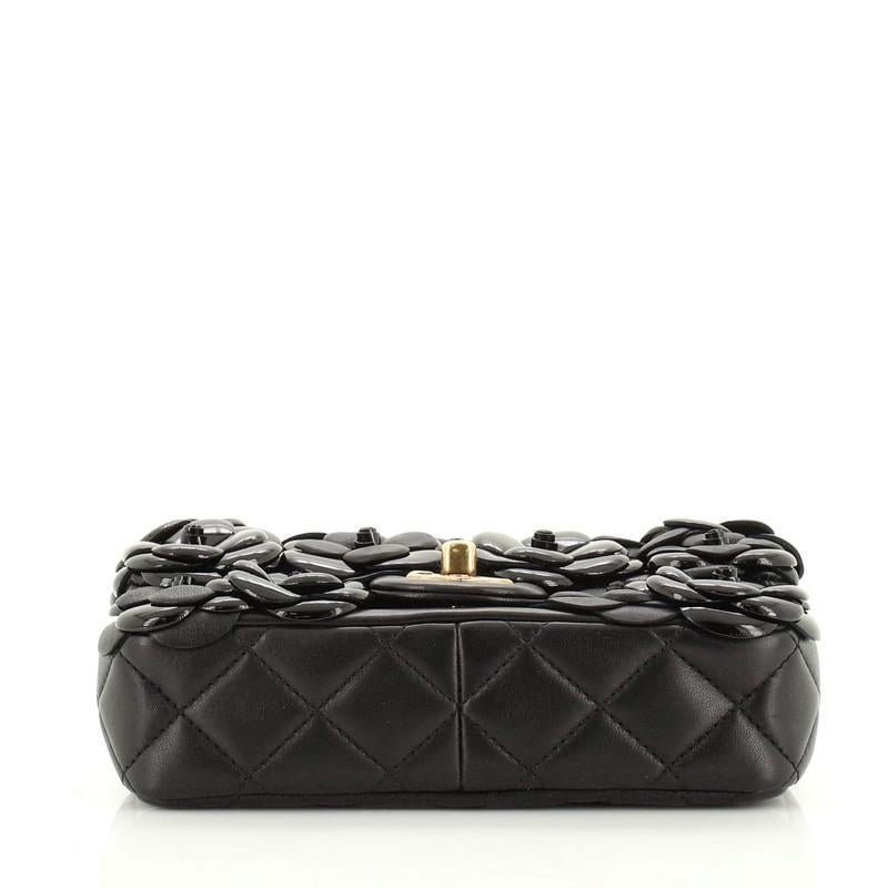Chanel CC Camellia Flap Bag Lambskin with Patent Mini In Good Condition In NY, NY