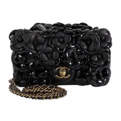 Chanel CC Camellia Flap Bag Lambskin with Patent Mini