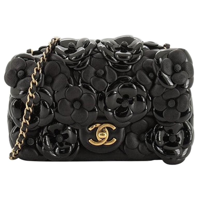 Chanel CC Camellia Flap Bag Lambskin with Patent Mini
