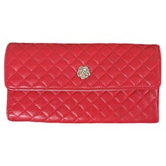 Chanel CC Camellia Red Quilted Clutch