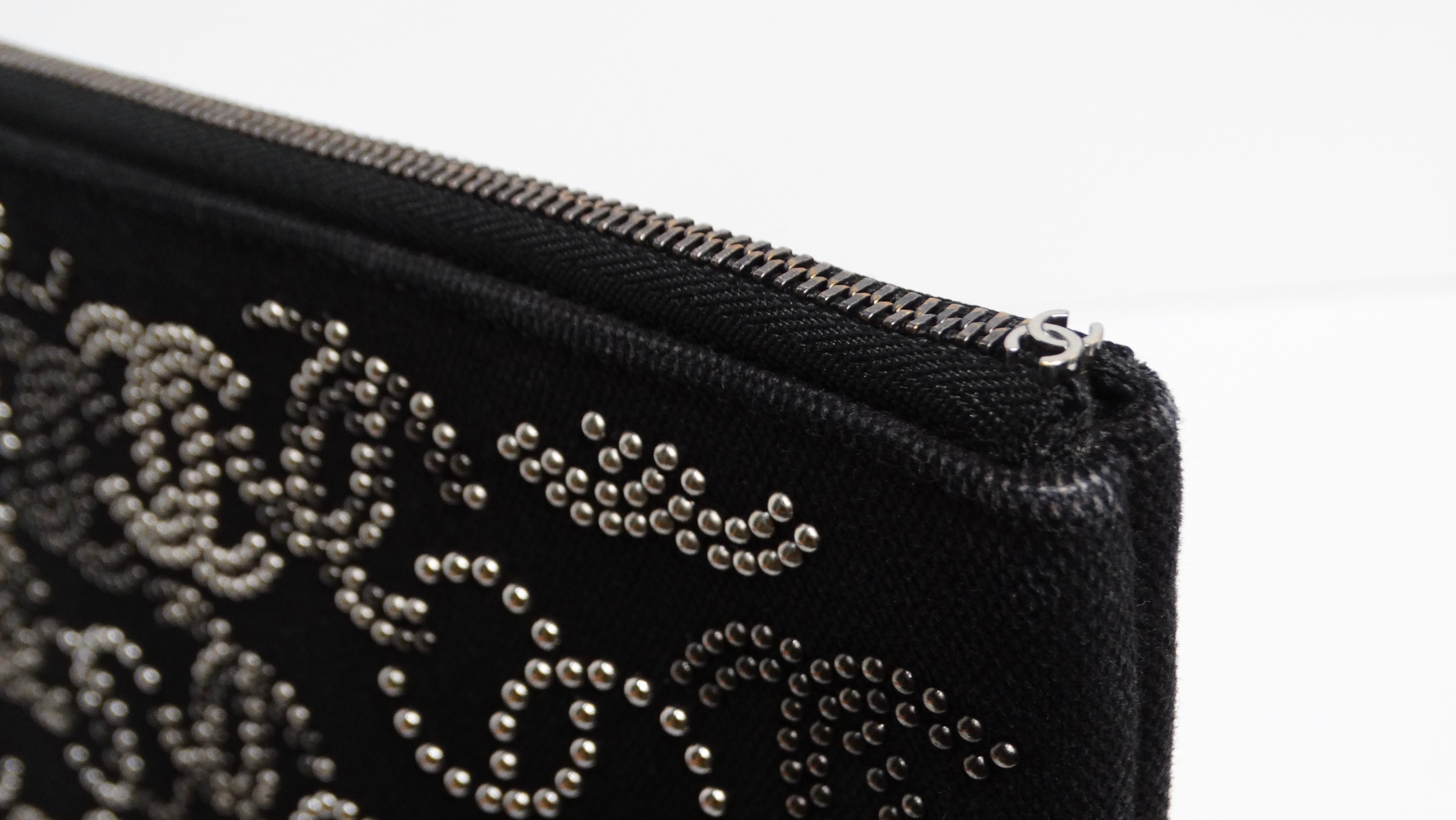 Chanel CC Canvas Black Studded Pouch For Sale 1