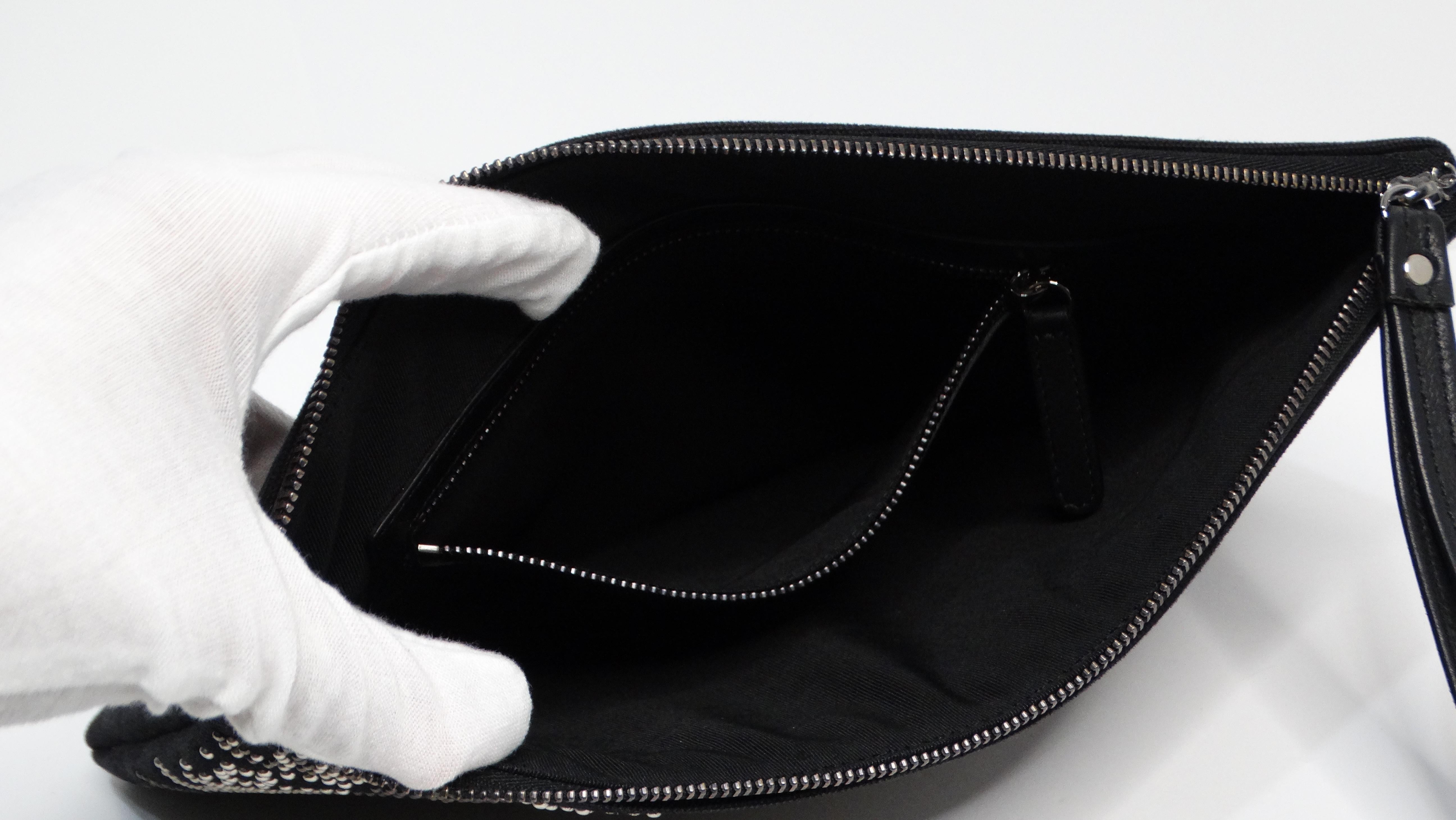 Chanel CC Canvas Black Studded Pouch For Sale 4