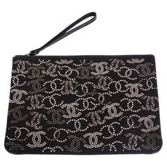 Chanel CC Canvas Black Studded Pouch