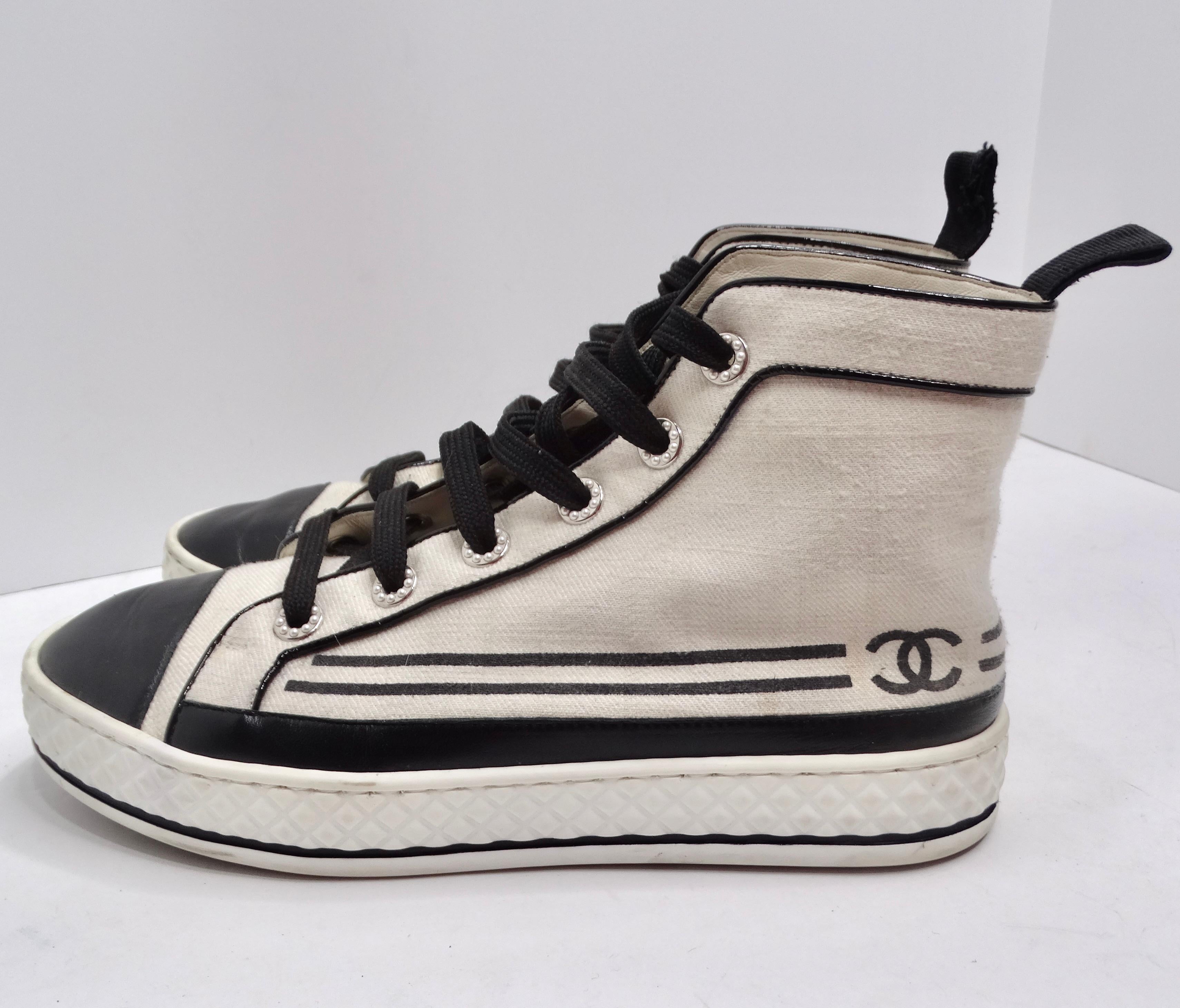 Chanel CC Canvas High Top Sneakers For Sale 3