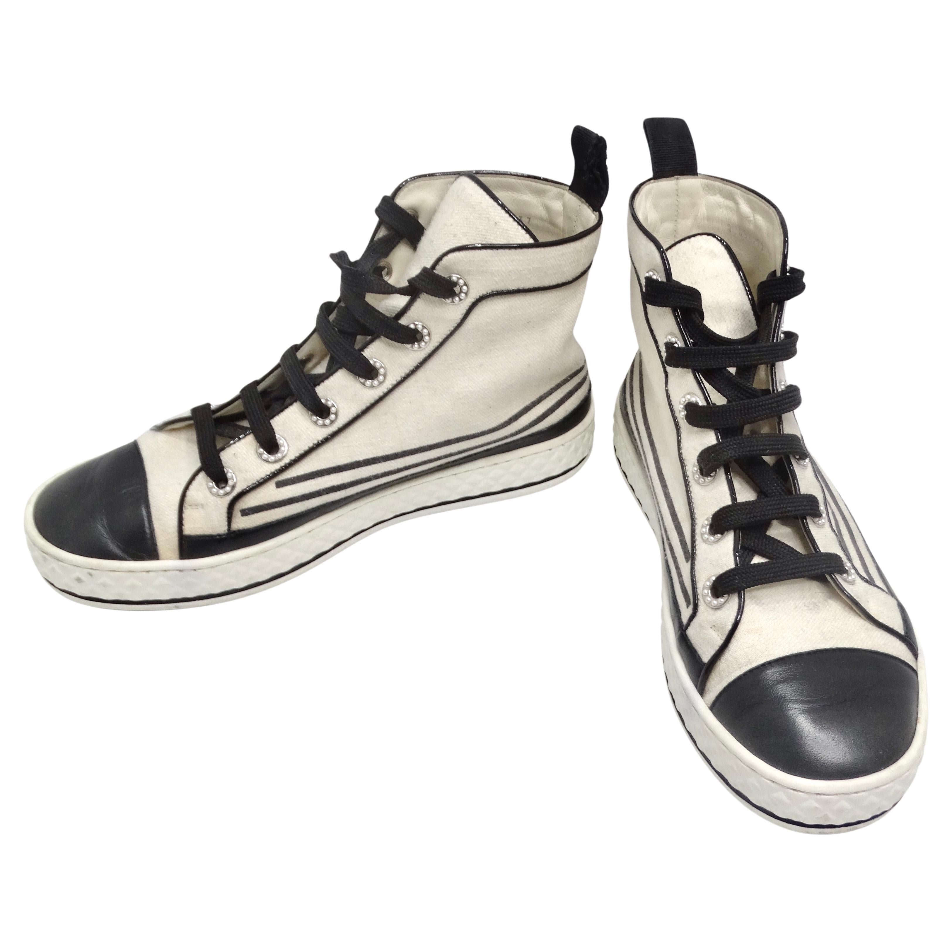 Chanel CC Canvas High Top Sneakers For Sale