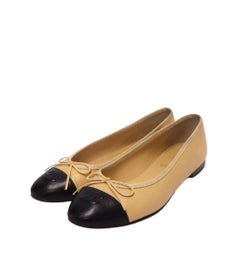 Chanel CC Cap Toe Bow Ballet Flats Size EU 37.5