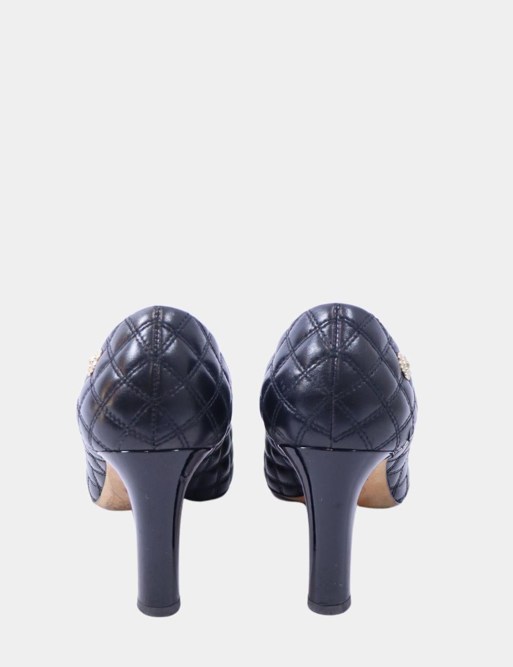 Black Chanel CC Cap Toe Pumps EU 36