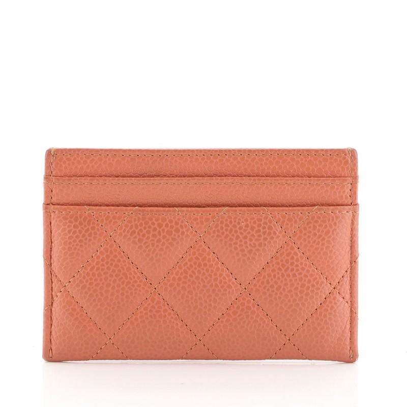 Orange Chanel Timeless Card Holder Quilted Caviar